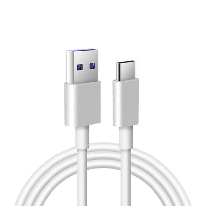 Valkoinen kaapeli violettipäisellä USB-A-liittimellä